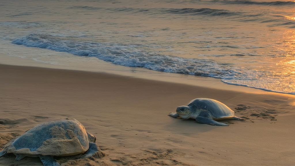 Olive Ridley sea turtles nesting on Gopalpur Beach