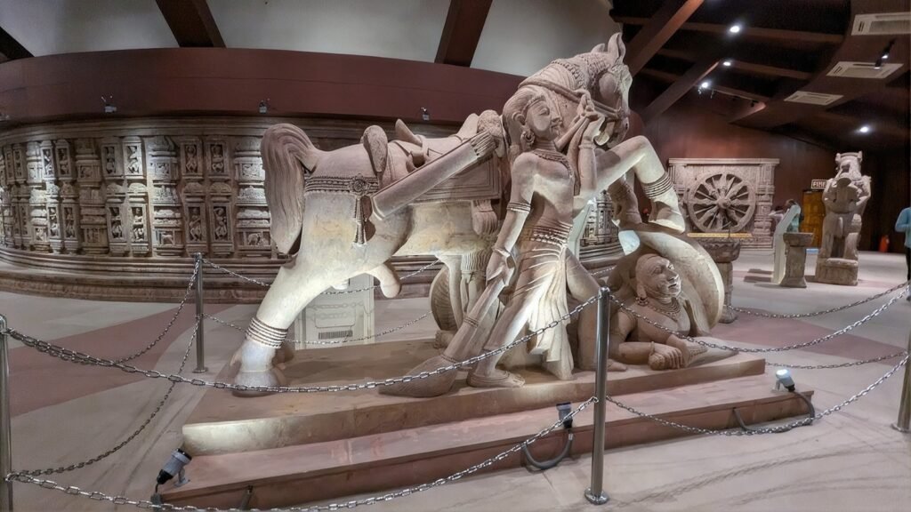 A sculpture recovered from the temple site, on display at Konark's Archaeological Museum