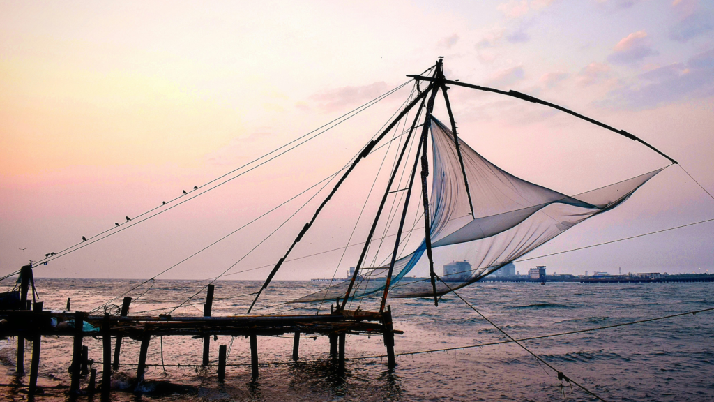 Chinese fishing nets at Fort Kochi, the opening stop of this Kerala Enchantment Tour guide