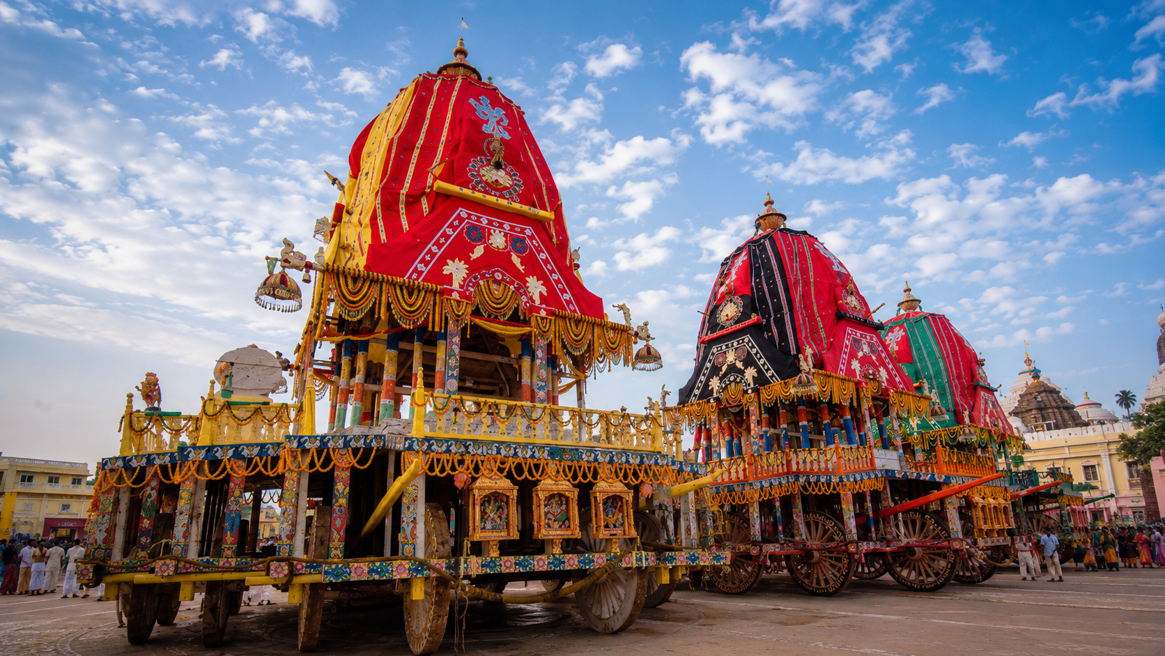 Puri Jagannath Yatra: decorated chariots for the Rath Yatra festival in Puri