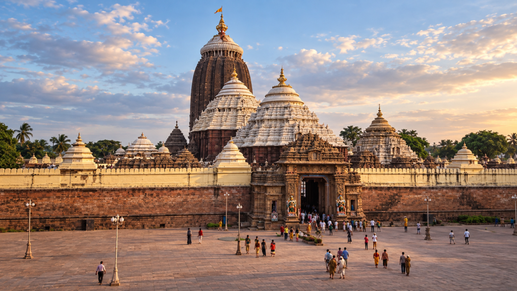 Jagannath Temple in Puri at sunset, home to the Mahaprasad temple food tradition